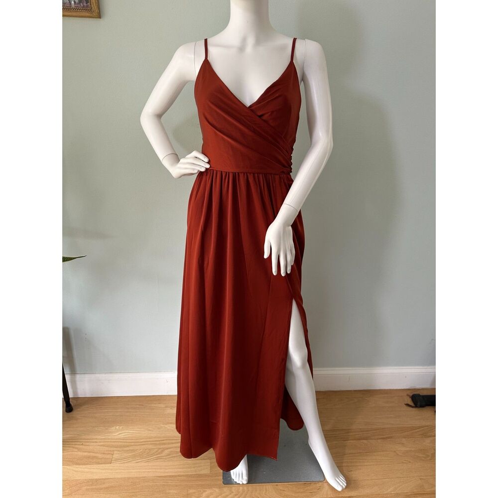 Showpo Revolve Around Me Maxi Dress size 4 Copper Brown Wedding Cocktail NWT